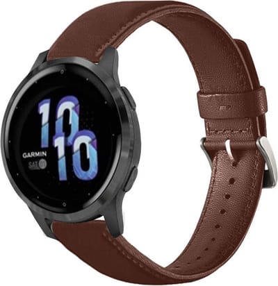 Leer bandje geschikt voor Garmin Vivoactive 4s / Garmin Vivomove 3s / Garmin Venu 2s bandje leer - Leren bandje met gesp sluiting - Bruin kleurig leder