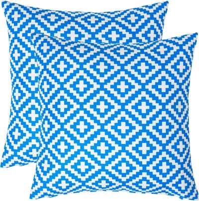 Homescapes buitenkussens – set van 2 tuinkussens & sierkussens voor tuin – waterafstotend & weerbestendig – 45x45 cm – blauw, “Zoe” – voor tuin & terras