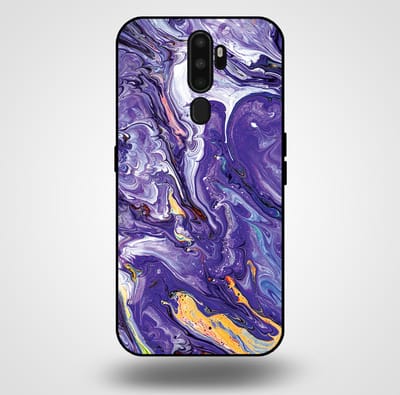 Smartphonica Telefoonhoesje voor OPPO A9 2020 met marmer opdruk - TPU backcover case marble design - Goud Paars geschikt voor OPPO A9 (2020)