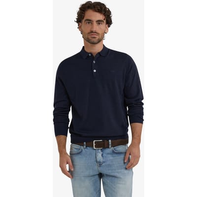 McGregor Fine Merino Polo Long Sleeve Navy Size: S | Long-Sleeved T-Shirts Outlet | Heren | Blauw