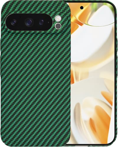 Hoesje geschikt voor Google Pixel 9 Pro - Techsuit Carbonite FiberShell Carbon Back Cover - Groen