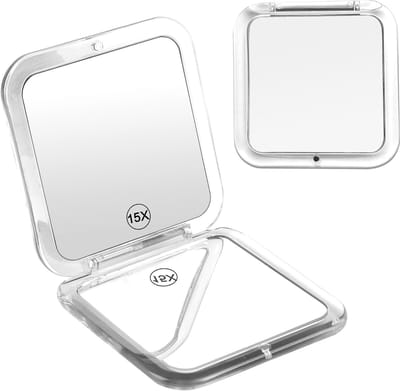 Dubbelzijdige Zakspiegel 15x Vergroting – Compact en Draagbaar voor Make-up