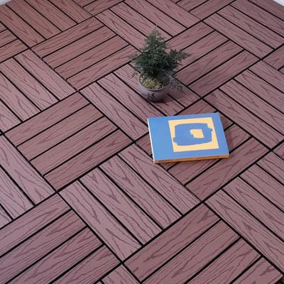 Houten Kunststof Vloertegels - Terrastegels Snap-On - Buitenruimte Aankleden - In elkaar grijpend kliksysteem - 30 x 30 cm - Koffie