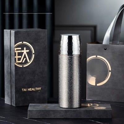 500ML hoogwaardige Pure Titanium Thermosbeker Verjaardagscadeaubox Theekopje Thee Scheiding Theekopje Draagbare Titanium Beker Auto Beker 500ml gray