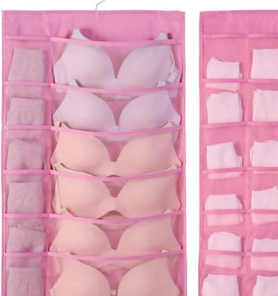 Hangende Organizer - Kleding Opberger - Ondergoed Sorteren - Dubbelzijdig Ontwerp - 46x16x1 cm - Roze