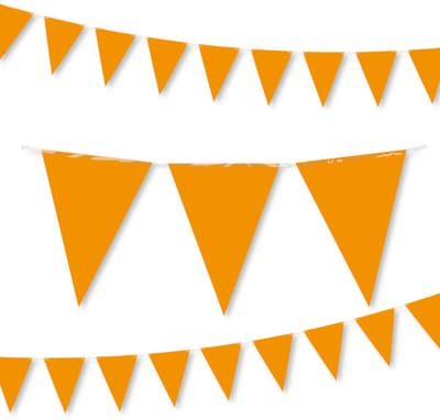 Q2P - Oranje - Slingers - Vlaggenlijn - Koningsdag - EK - WK - Vlaggetjes - Versiering - Decoratie - 30m