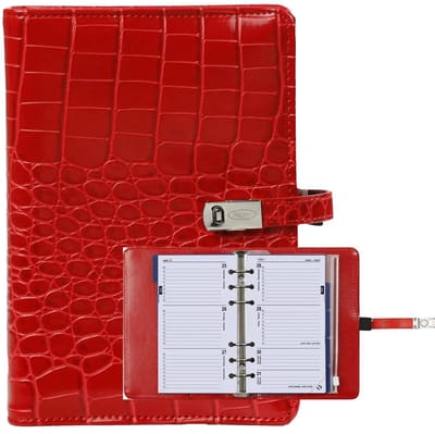 1111-11 hervulbare Personal 6 Ringband Planner Croco Rood 1 week per 2 paginas 2026-2027-2028