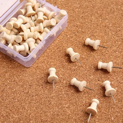 Kurk24 - Houten pushpins - 40 stuks - Naturel