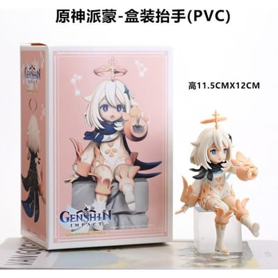 12CM Genshin Impact Paimon Genshin Impact Klee Anime Actiefiguur Instant Noedel Druk PVC Speelgoed Verzamelaarsmodel Cadeau With box beige