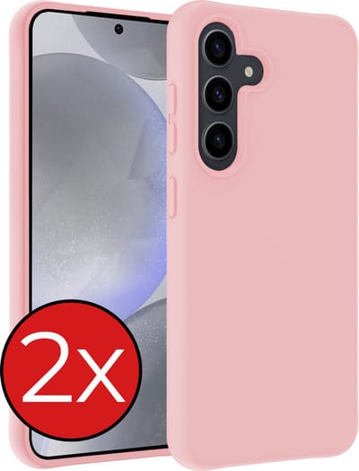 Hoesje - 2 Stuks - Geschikt voor Samsung Galaxy S24 - Sterk & Shockproof - Telefoonhoes - Back Cover - Case Siliconen - Telefoon Hoes - Lichtroze