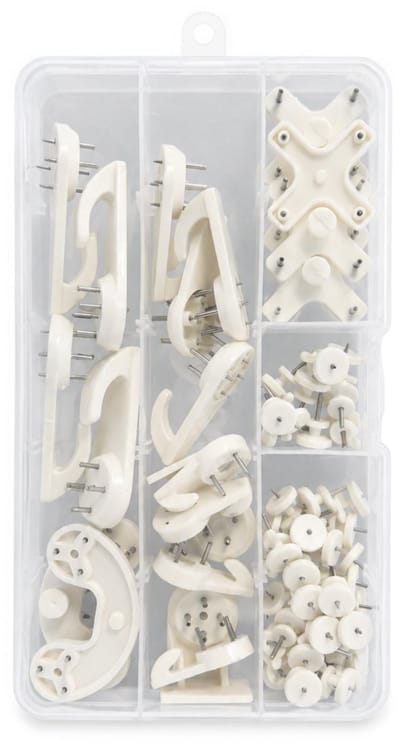 Betonhaken Assortimentsdoos met 62 Stuks - 7 Soorten Ophanghaken - Voor Schilderijen, Spiegels en Wanddecoratie - 3BMT®