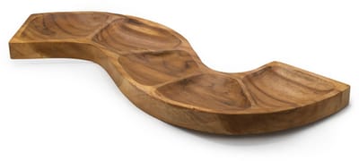 Slangvormige Teakhouten Schaal – Tapasschaal - ca. 55 cm - 1 st