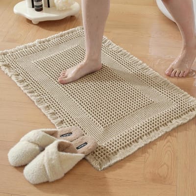 SnelShoppen - Antislip Badkamertapijt 50x80cm - Zacht Waterabsorberende Badmat - Bruin Badloper voor Douche, Bad en Toilet - Gemakkelijk Te Reinigen