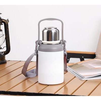 316 roestvrijstalen vacuümfles, draagbare grote pot, beker, draagbare buitensportketel 800ml wit