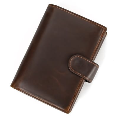 Portemonnee - Echt leer - Meerdere kaartsleuven - Drievoudig opvouwbare korte portemonnee - 13,5*10*2 cm - Koffiebruin - 1 stuk