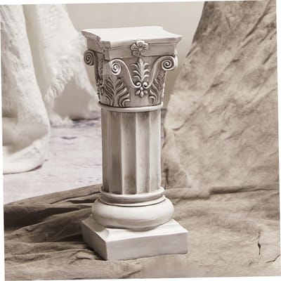 Romeinse Zuil Decoratie - Mini Kunst Sculptuur - Huis Verfraaien - Klassieke Scandinavische Stijl - 34.5 cm Hoog - Wit