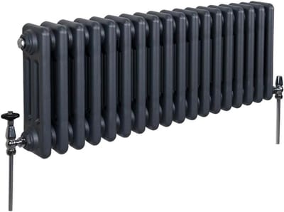 Horizontale Radiator - Verwarmingspaneel - Centrale Verwarming - 3 Koloms Ontwerp - 300mm x 832mm - Mat Antraciet