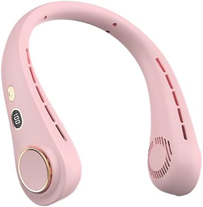 Nek Ventilator- Nek Ventilator - - Draagbare Bladeloze Ventilato - USB-Oplaadbaar - LED-Display - Draagbare Persoonlijke Ventilator - 5 Snelheden - Handsfree Nekventilator voor Reizen - Outdoor en Kamperen - Roze