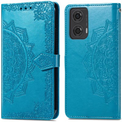 imoshion Hoesje - Geschikt voor Motorola Moto G04 / Motorola Moto G24 - Mandala Bookcase - Turquoise