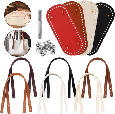 Set van 65 PU Pocket Handgrepen in 6 Kleuren met 48 Nietjes en Montage Gereedschap voor Handtassen en Mandjes