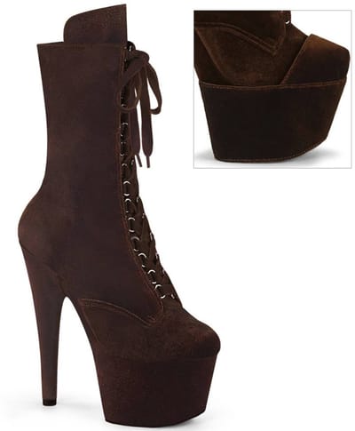 Pleaser - ADORE-1045VEL Plateau Laarzen, Paaldans schoenen - US 5 - 35 Shoes - Bruin