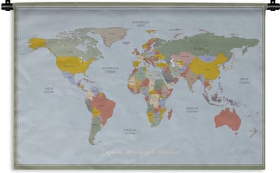 Wandkleed Eigen Wereldkaarten - Wereldkaart Historisch Vintage Wandkleed katoen 120x80 cm - Wandtapijt met foto