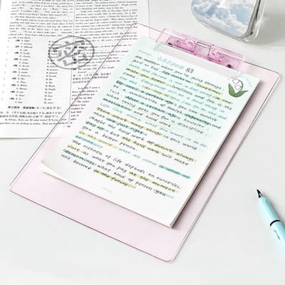 Schrijfblok Transparant A4 Klembord Met Laag Profiel Gouden Klem Documentmap Archiefmap Bordklem Schrijfklembord roze