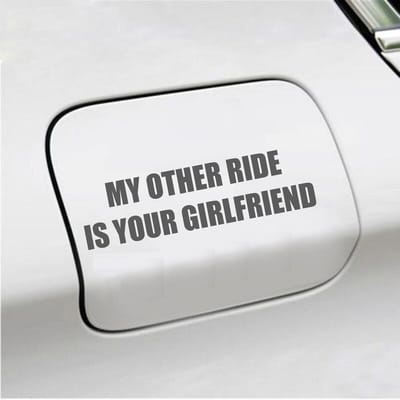 Bumpersticker - My Other Ride Is your Girlfriend - 4 X 14,8 - Antraciet