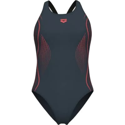 Dames zwempak uit 1 stuk Arena Grid V Back Graphic