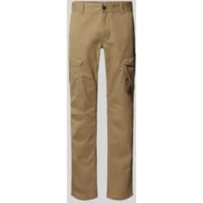 Slim fit cargobroek met logostitching