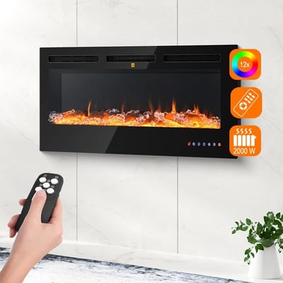 Elektrische Wandhaard met 12 Kleurmodi en Afstandsbediening - Modern Design