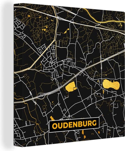 Canvas Schilderij Oudenburg - Goud - Kaart - Stadskaart - Plattegrond - 20x20 cm - Wanddecoratie
