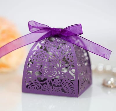 Dailygoods- Geschenkdozen met Lint - 50 Stuks - Inklapbaar - Bruiloft/Cadeau - Papier - Bloemenpatroon - 15 x 15 cm - Cadeaudozen