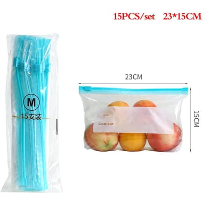 Verpakking van plastic zakken Voedselopslag Herbruikbare bevroren sandwich-afdichtingszakken 15PCS 23*15CM blue