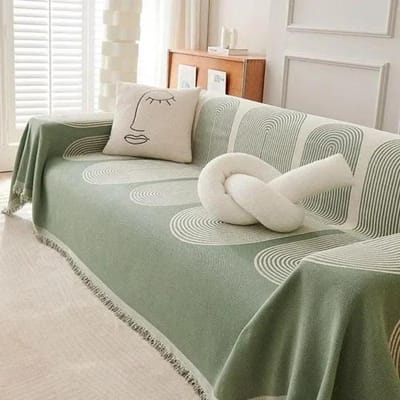 Aanpasbare Sofa Plaid Dekens Outdoor Kamperen Picknick Grote Deken Vrije Tijd Ontspanning Strandlaken wit Reisdeken Kwastjes Linnen 180x130cm