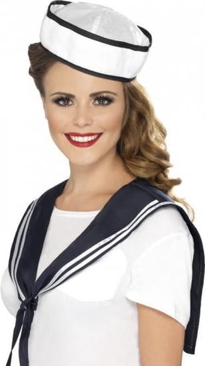 Matroos / matrozen carnaval verkleed setje - 2x stuks - wit/navy - Verkleedkleding dames/heren