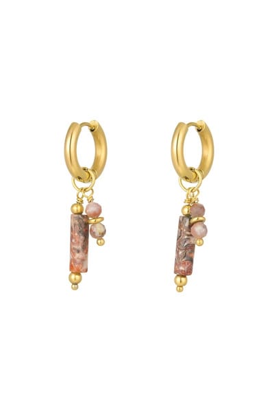 Oorbellen Stone Dangling - Rood/Bruin