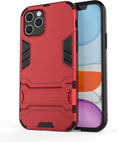 Coverup Hoesje - Geschikt voor iPhone 12 / 12 Pro Hoesje - Coverup Armor Kickstand Back Cover - Rood