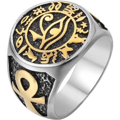 Mode Vintage Egyptisch Oog van Horus Ring voor Mannen Vrouwen Punk Roestvrij Staal Kruis Amulet Ringen Sieraden Cadeaus Dropshipping 10 gray