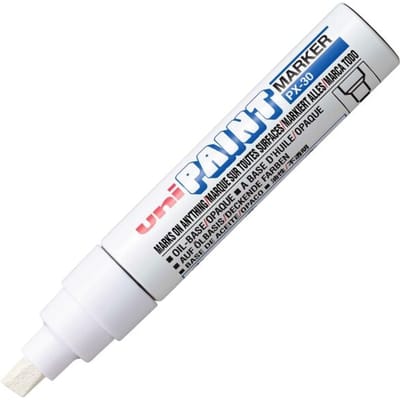 UNI Paint PX-30 Witte Paint Marker - 4 - 8,5 mm Beitelpunt - Verfstift Op Oliebasis, Geschikt Voor Vele Ondergronden Zoals; Glas, Papier, Ceramiek, Plastic of Metaal