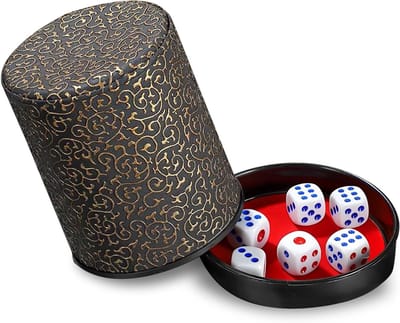 Elegante PU Leren Dobbelbeker Set met Deksel en 6 Dobbelstenen voor Spellen en Verzamelen