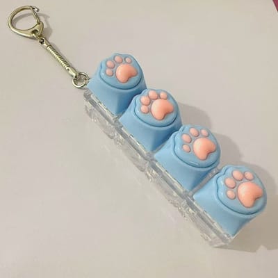 2-delige sleutelhanger met kattenpootjes | Met decompressieknop | Leuke ontwerp, geschikt voor dagelijks gebruik en accessoire-Blauw