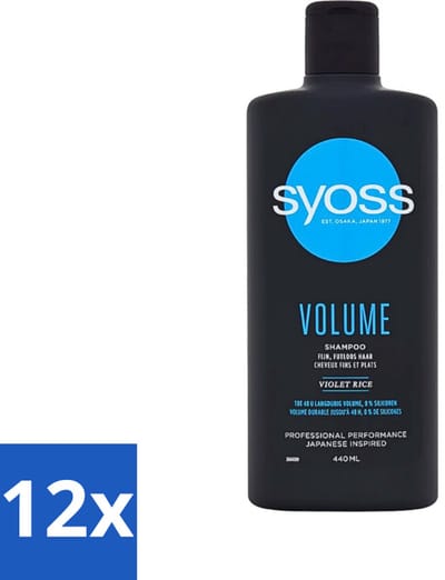 12 x Syoss Volume Shampoo - Shampoo - Volumeverhogend - 440 ml - Volume Shampoo - Volumeverhogend Shampoo - Haar Volume - Haar Body - Haar Verzorging