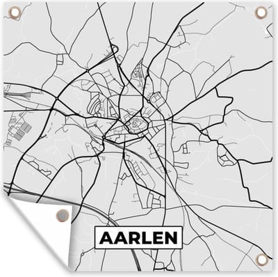 Tuin poster Stadskaart – Plattegrond – België – Zwart Wit – Aarlen – Kaart - 200x200 cm - Tuindoek