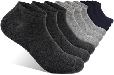 Calzera Premium Bamboo Sneakersokken - Bamboe Enkelsokken - Multipack 9 Paar - Duurzaam - Superzacht, Ademend & Naadloos - Ultiem Comfort - Dames & Heren - Grijs/Antraciet/Navy - Maat 39-42