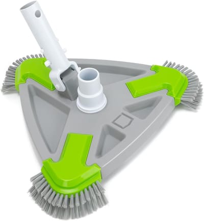 Zwembad stofzuigerborstel met zuigaansluiting – 35 cm driehoekige poolreiniger – Voor bodem & hoeken – Geschikt voor 32/38 mm slang – Efficiënt zwembad reinigen