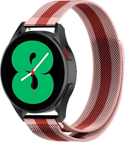 Strap-it Milanees bandje / Milanese band geschikt voor Samsung Galaxy Watch 7 (40 & 44mm) / Galaxy Watch 6 40mm & 44mm / Galaxy Watch 6 Classic / Galaxy Watch 5 40 & 44mm / Watch 5 Pro / Galaxy Watch 4 / 4 Classic / Watch FE - rood/roze