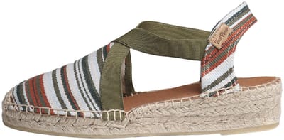 Veganistische espadrille van gestreept katoen voor dames met sleehak | VINAROS