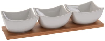 Excellent Houseware 3 Serveerschaaltjes op plankje - OP = OP