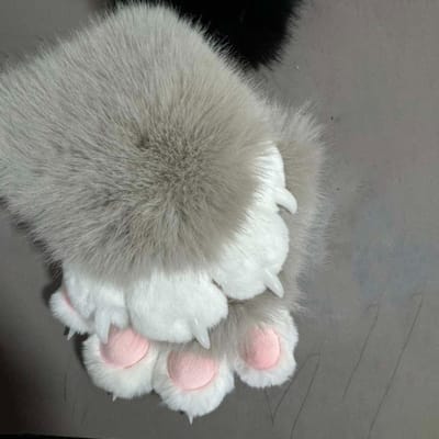 Kawaii Cartoon Cosplay Kostuum Handschoenen Furry Fursuit Kigurumi Pluche Kat Poot Handschoenen Verdikken Warme Kattenklauw Wanten Cadeaus gray